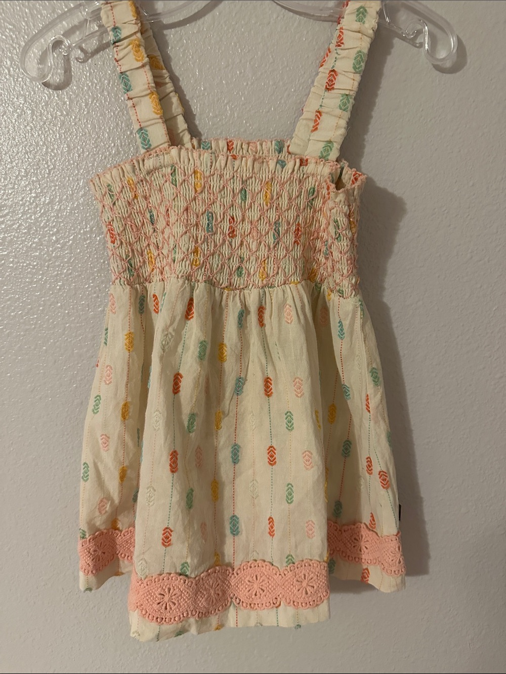 Matilda Jane Cream Tank Top with Pink, Yellow, Green, Blue Accents